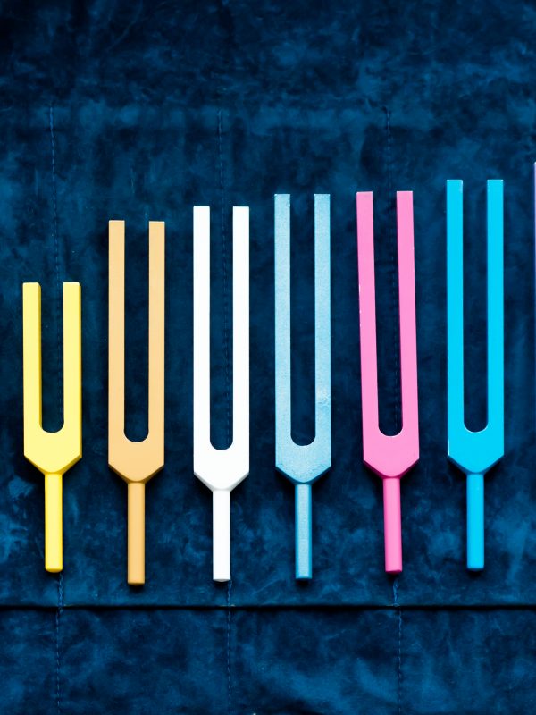 Set,Of,Colorful,Metal,Tuning,Forks,,Sound,Healing,And,Acutonic